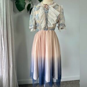 Chicwish Blue and Cream Ombre Dress